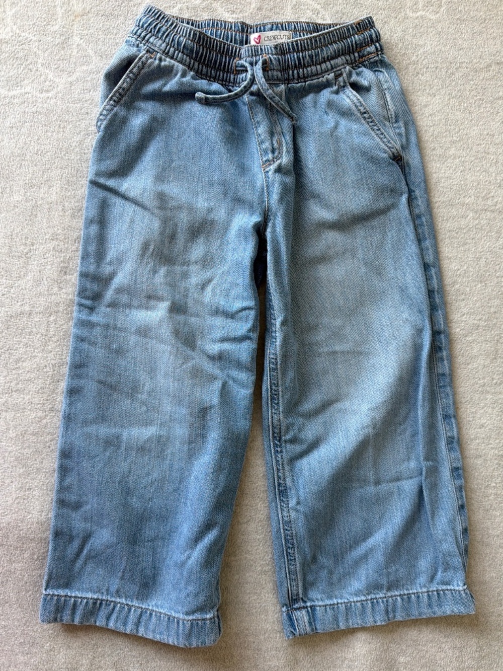 Crewcuts Wide-Leg Drawstring Light Wash Jeans